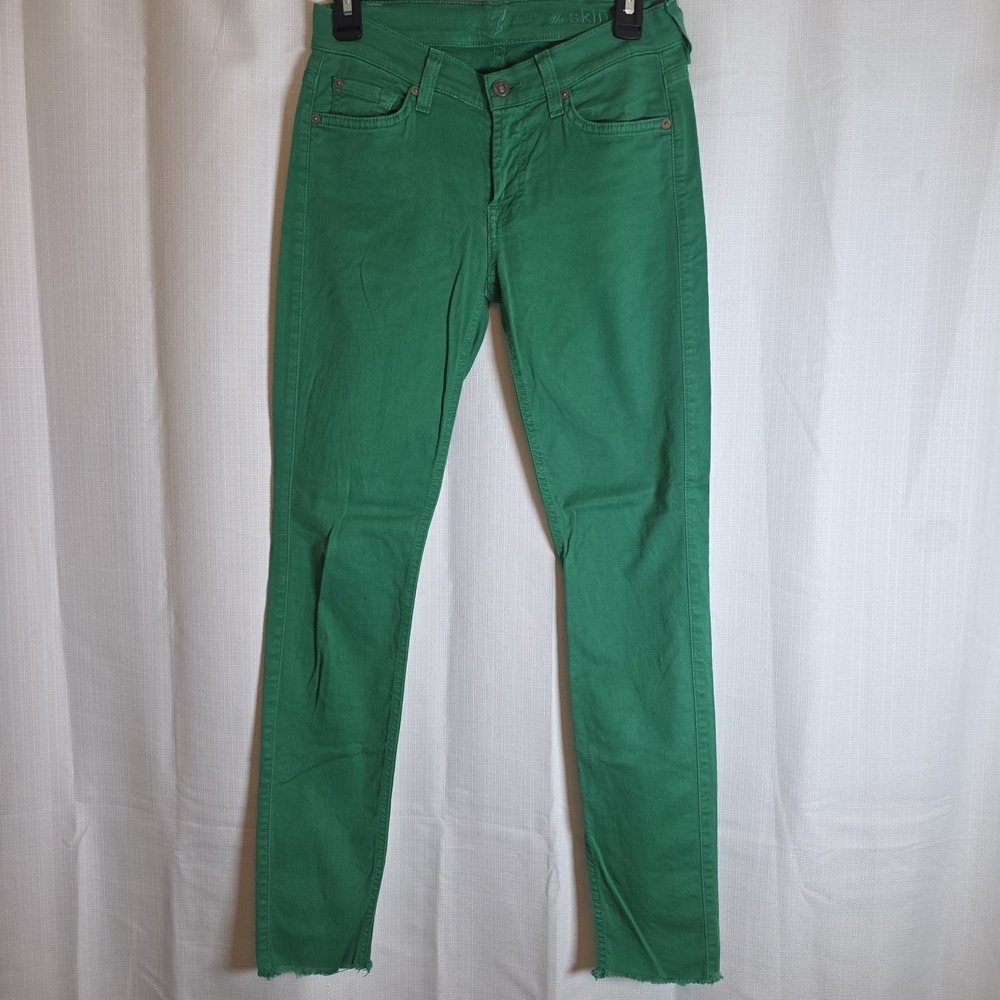 7 For All Mankind Jeans Slim Skinny  Sz 28x29 No Size Tag Green